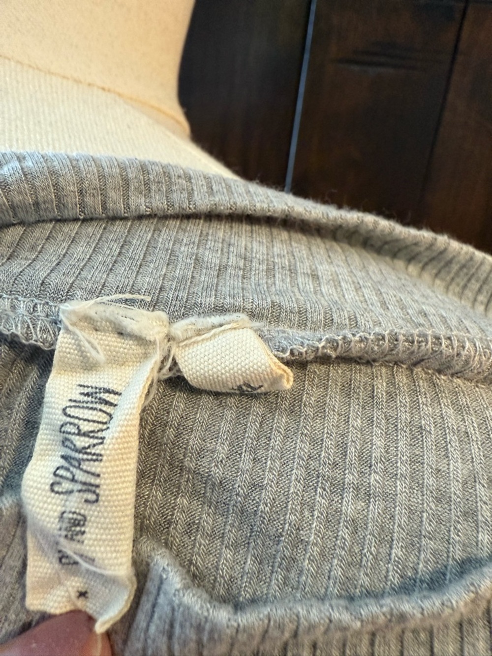 Ribbed Mock Neck Long Sleeve Top - Light Gray - Picture 4 of 4